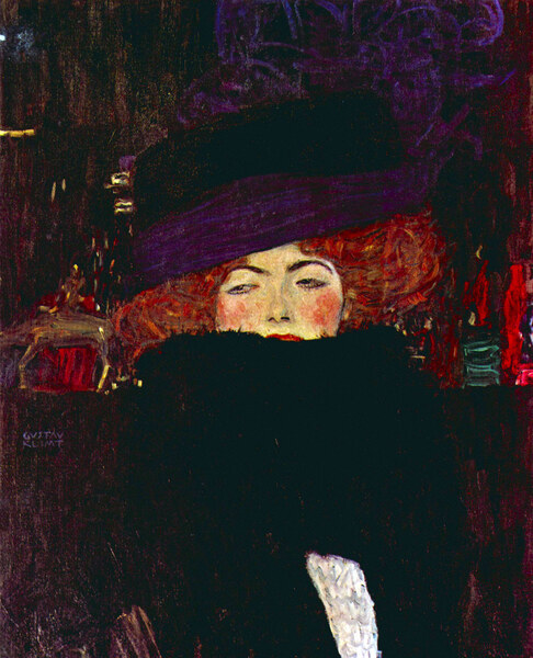 Lady with hat and feather by Klimt